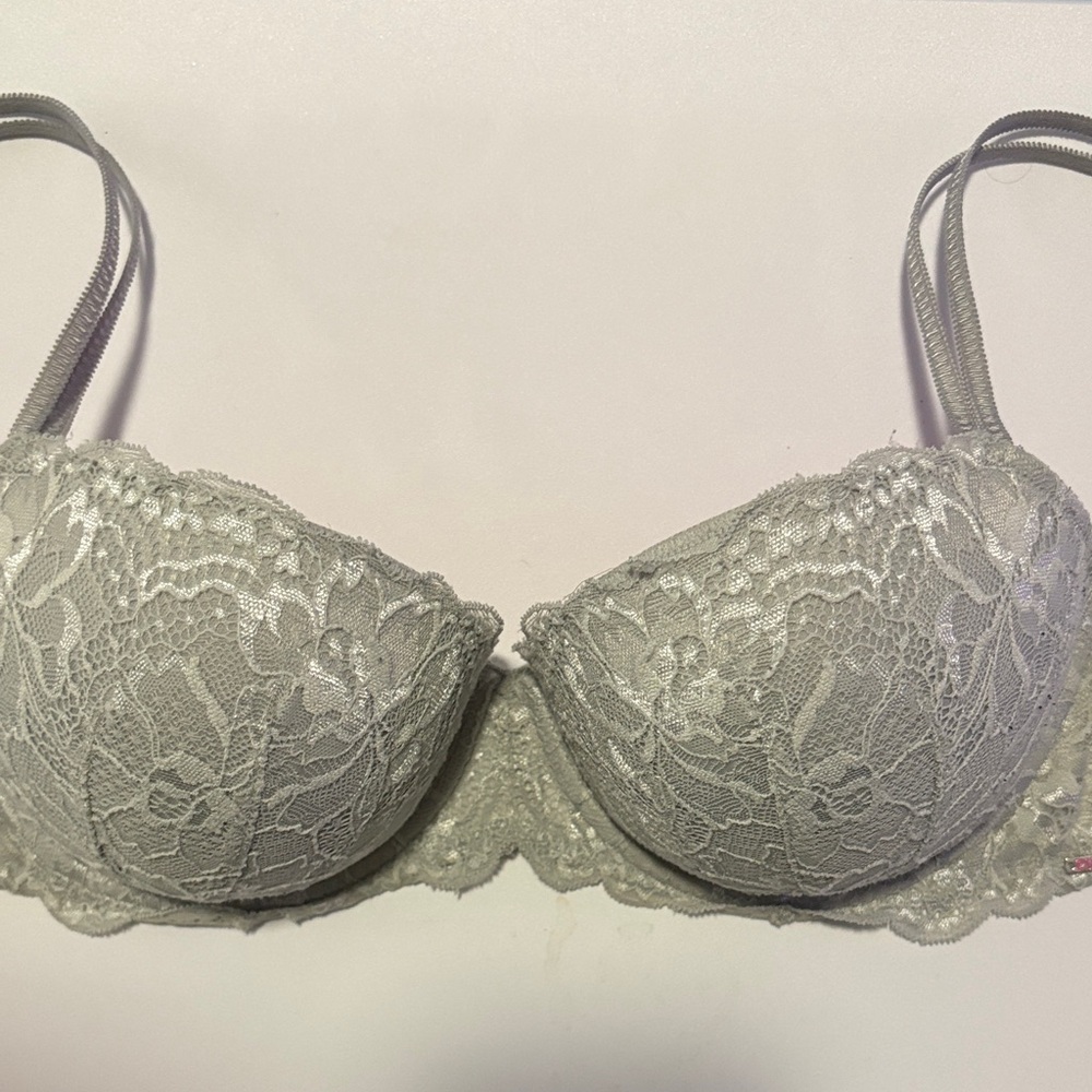PINK Victoria's Secret Lace Bra - Light Gray